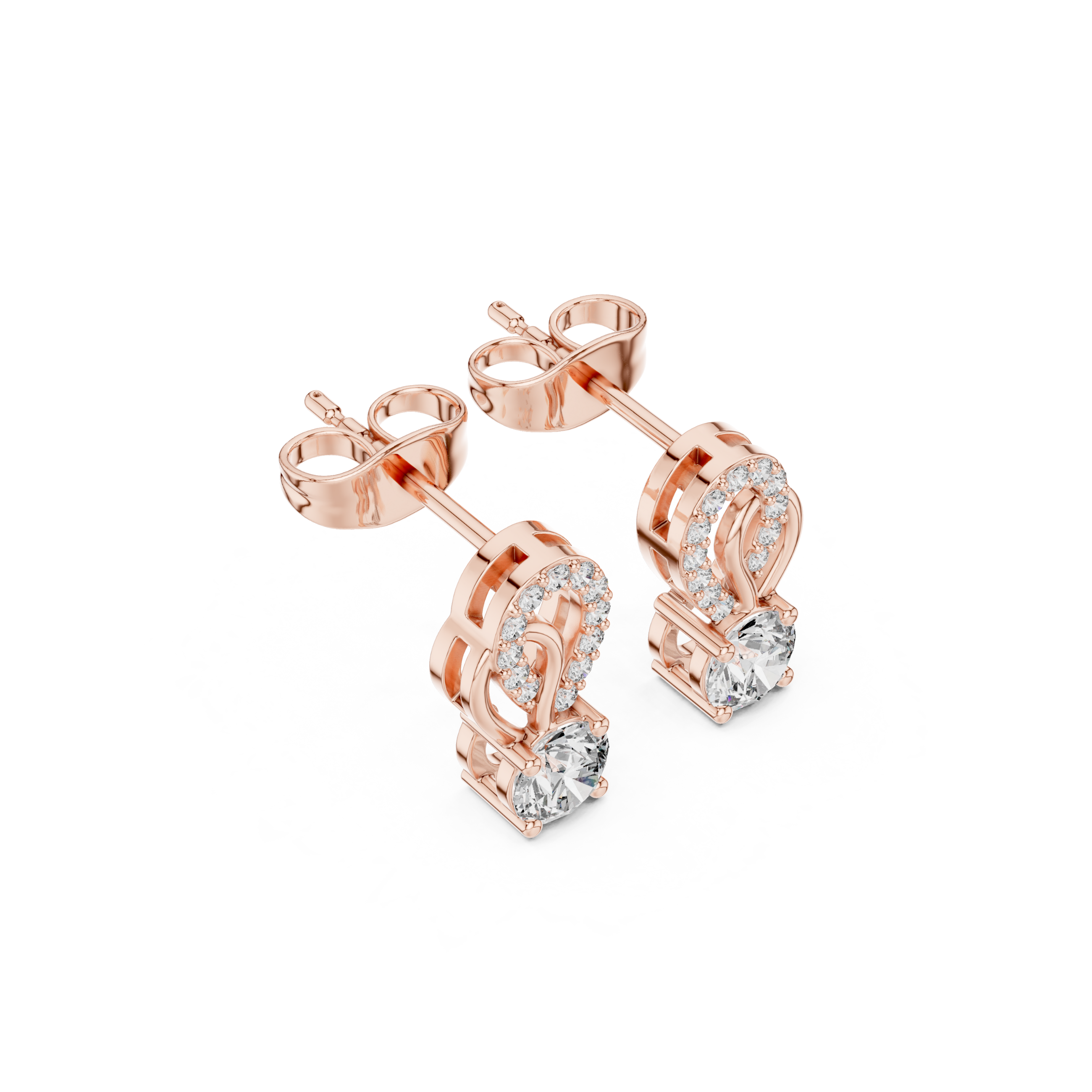 Artistic Loop Round Diamond Stud Earring