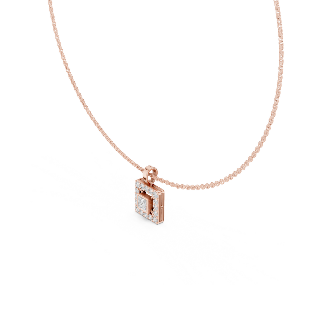 Square Lab Grown Diamond Halo Pendant