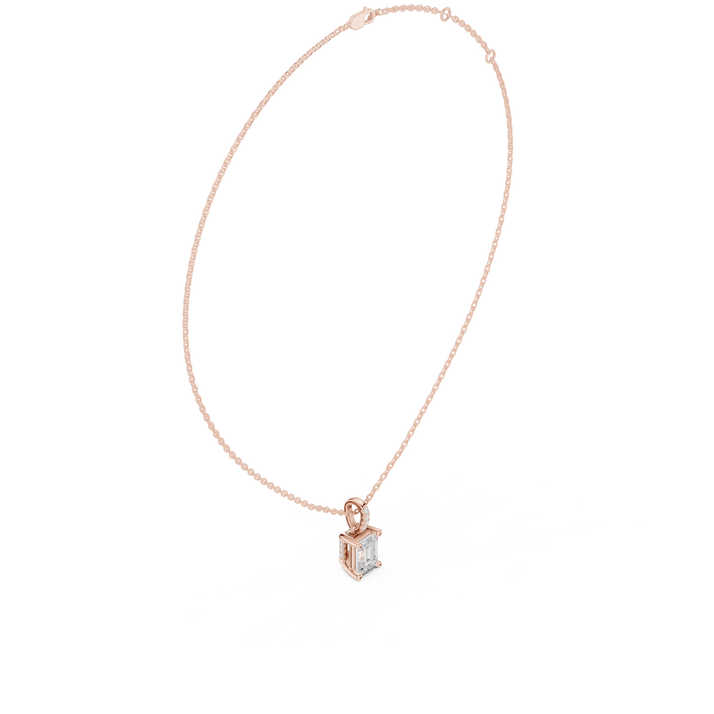 Emerald Cut Solitaire Diamond Pendant