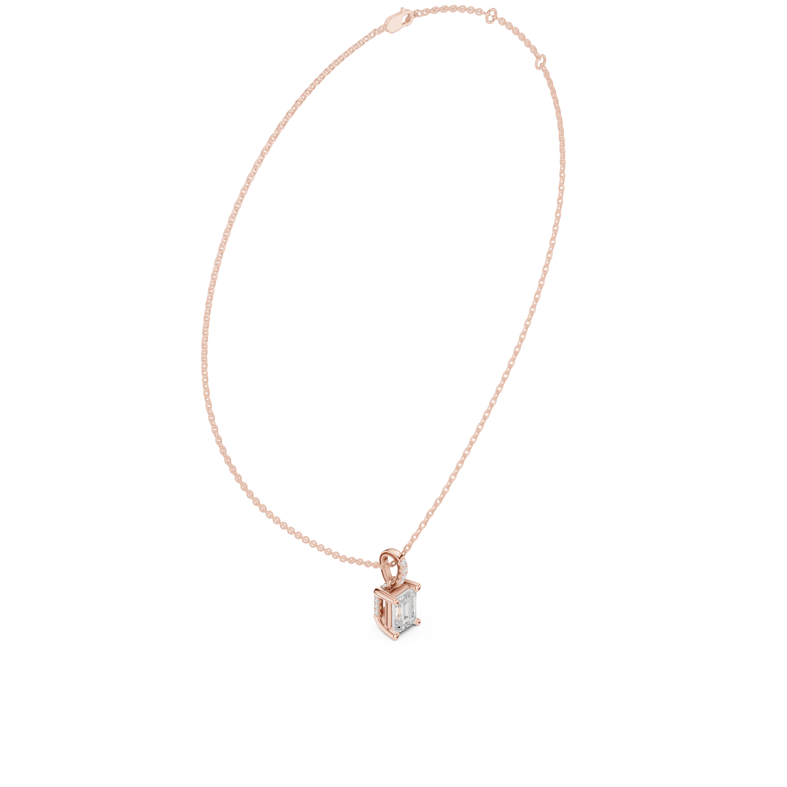 Emerald Cut Solitaire Diamond Pendant