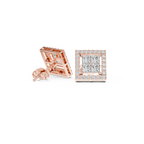 Square Princess-Cut Diamond Halo Stud Earrings