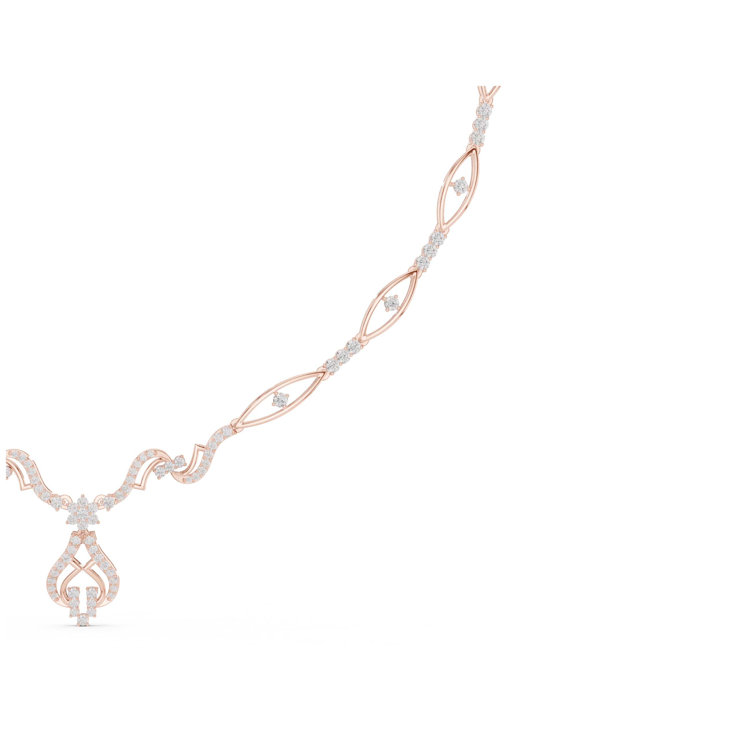 Intricate Vine Design Lab Grown Diamond Necklace