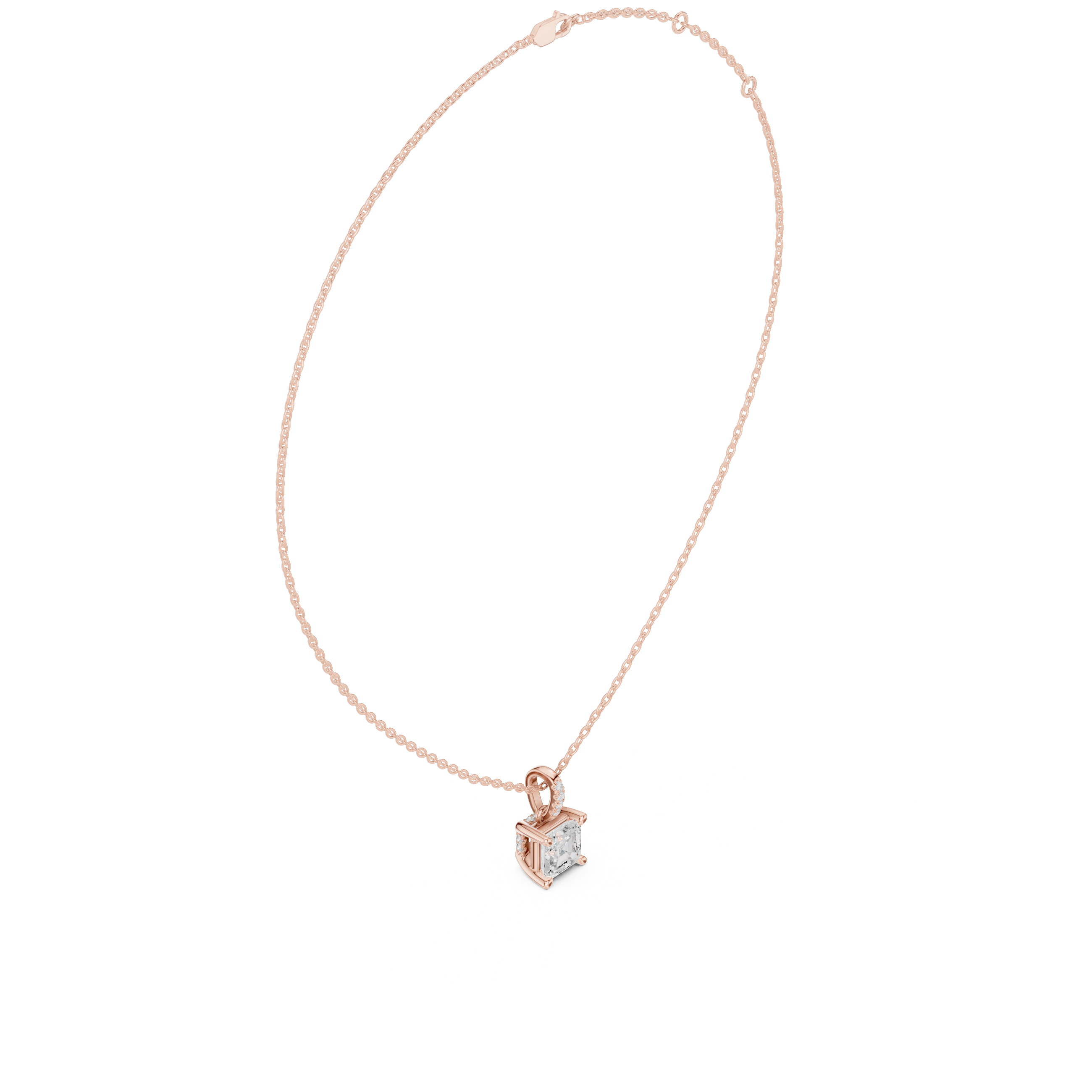 Asscher Cut Solitaire Diamond Pendant