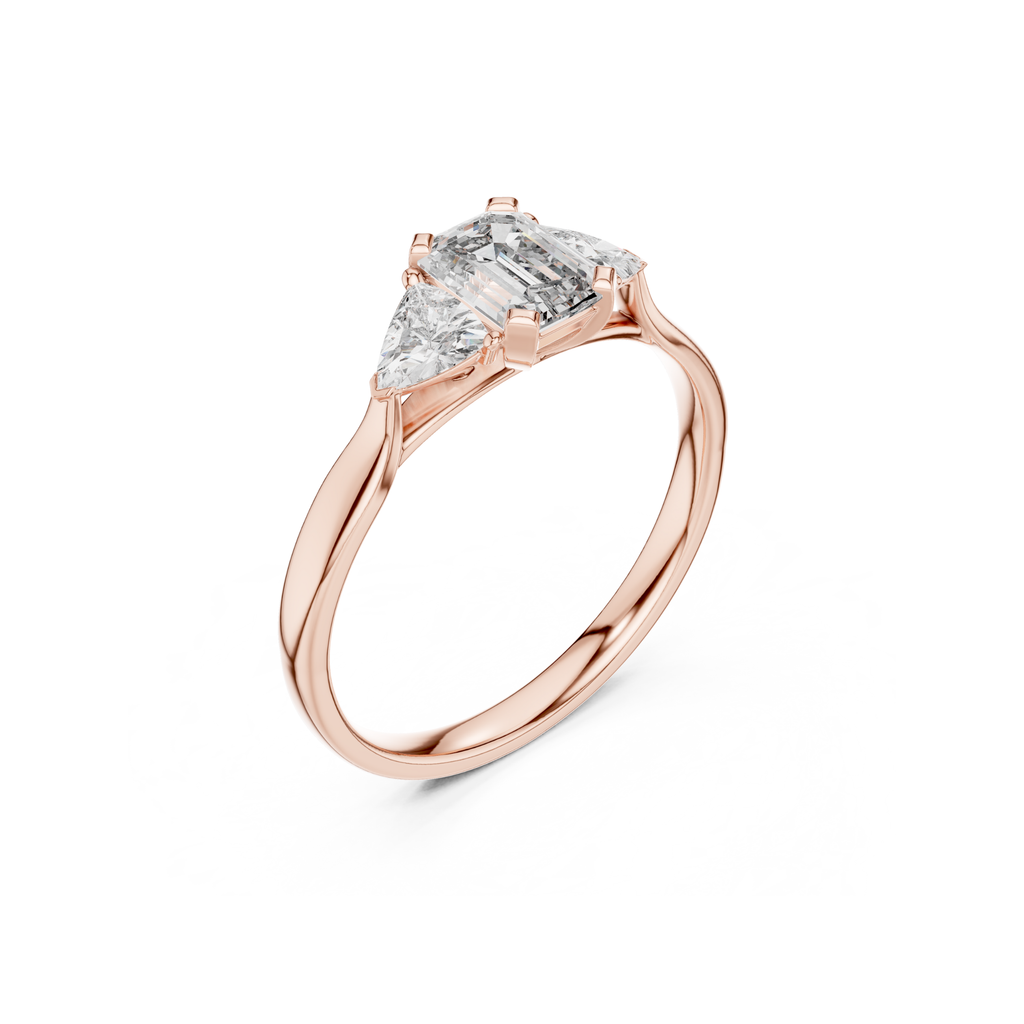 Emerald-Cut Three-Stone Diamond Ring