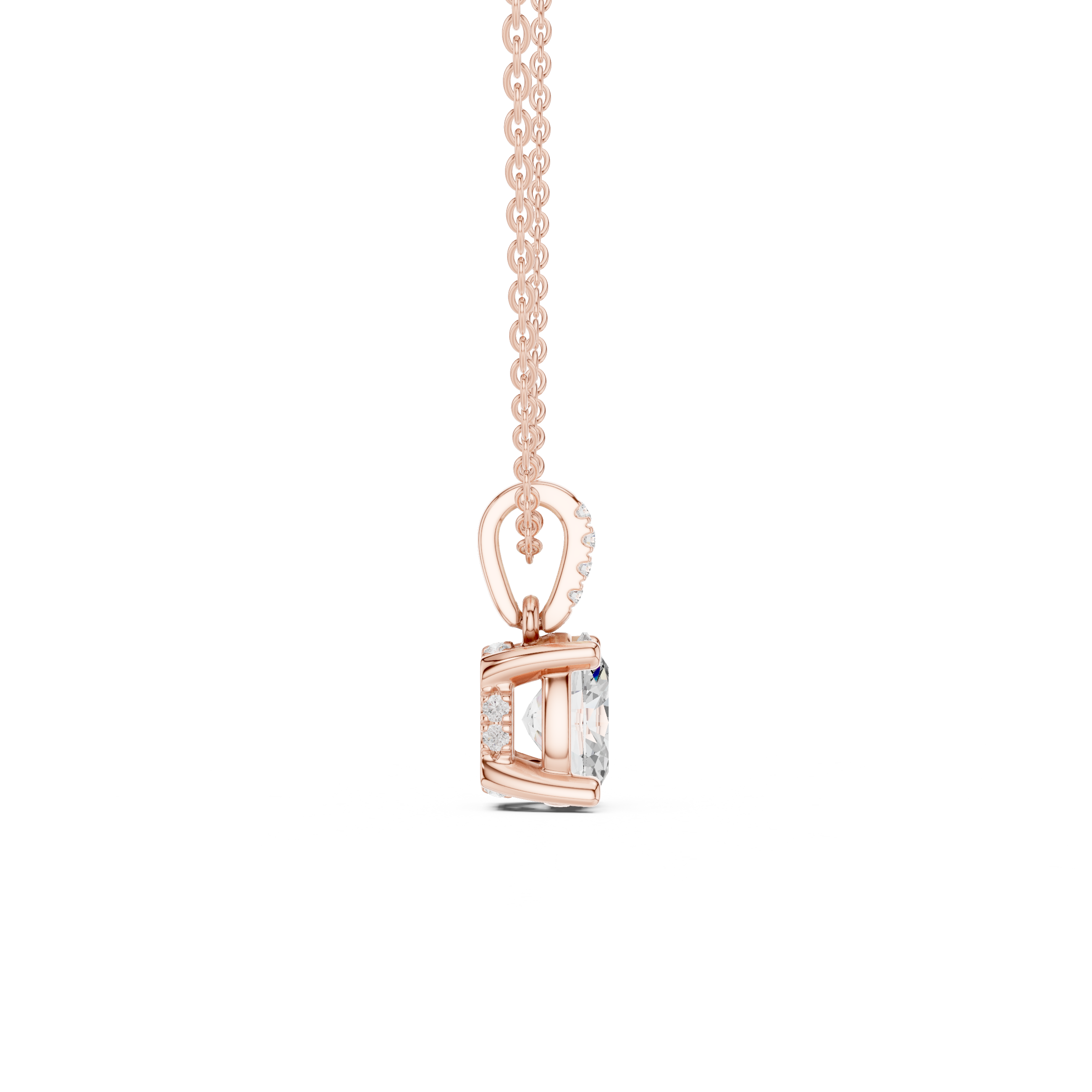 Oval Cut Solitaire Diamond Pendant