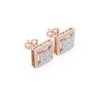 Square Princess-Cut Diamond Halo Stud Earrings
