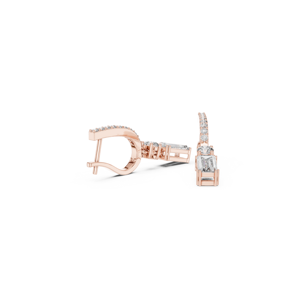 Baguette Cut Diamond Drop Earring