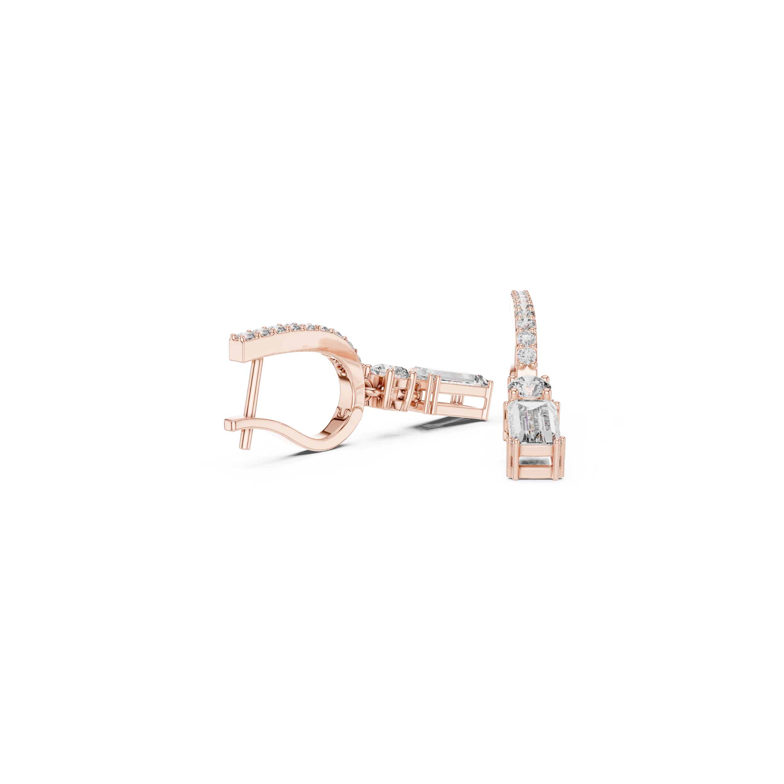 Baguette Cut Diamond Drop Earring