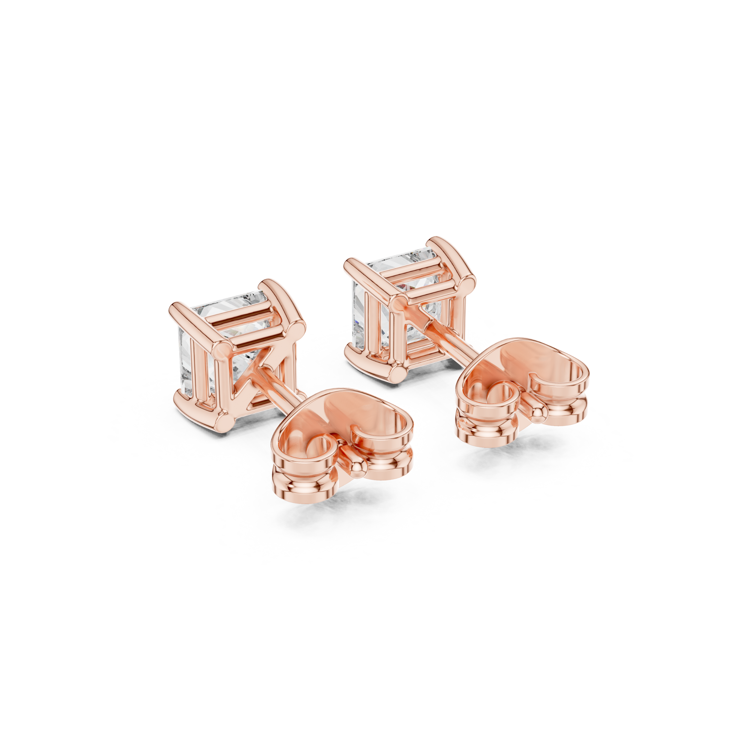 Classic Princess-Cut Diamond Solitaire Stud Earrings