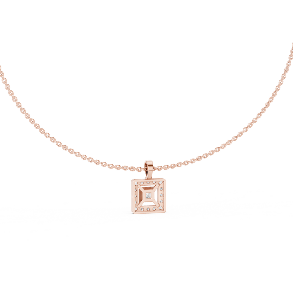 Square Lab Grown Diamond Halo Pendant