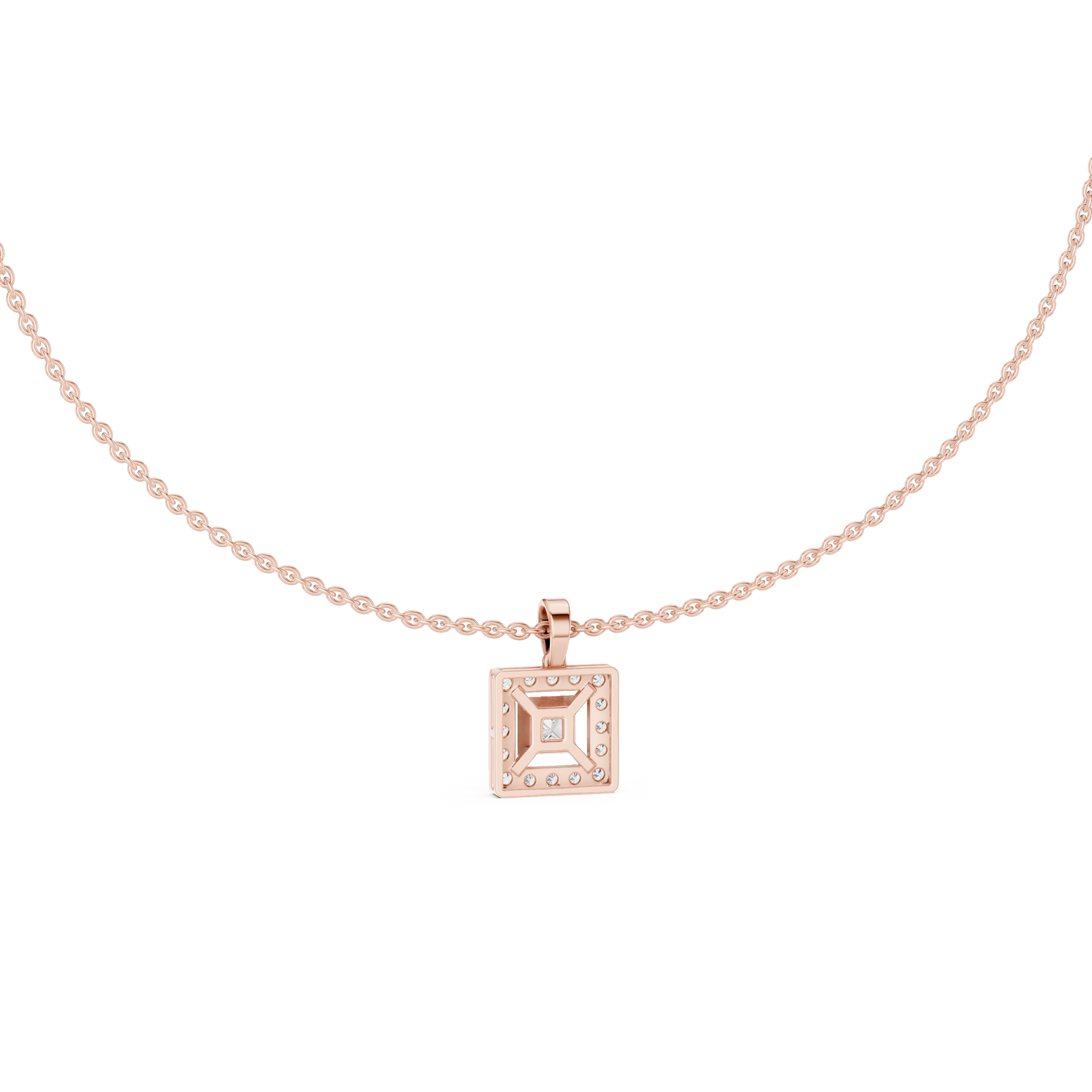 Square Lab Grown Diamond Halo Pendant