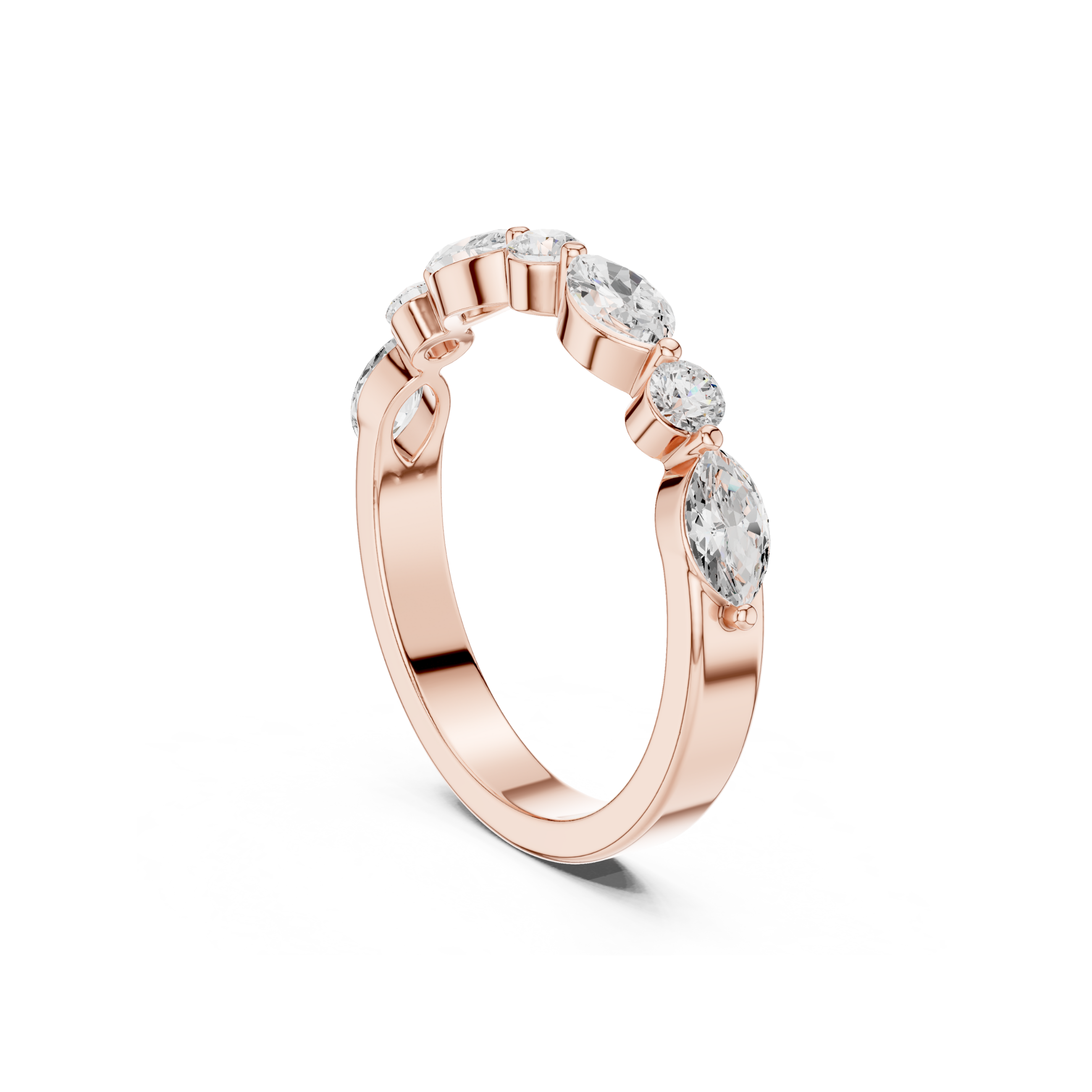 Marquise and Round Lab Grown Diamond Band