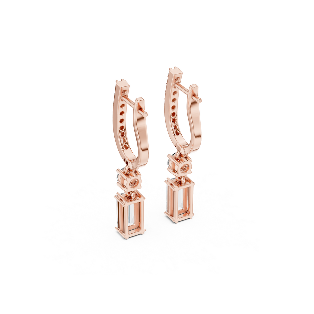 Baguette Cut Diamond Drop Earring
