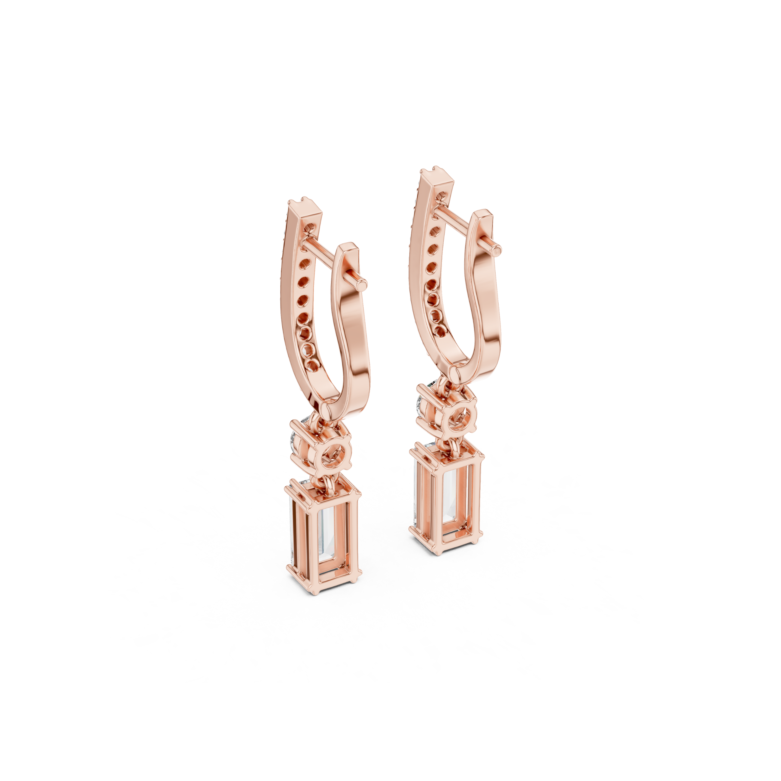 Baguette Cut Diamond Drop Earring