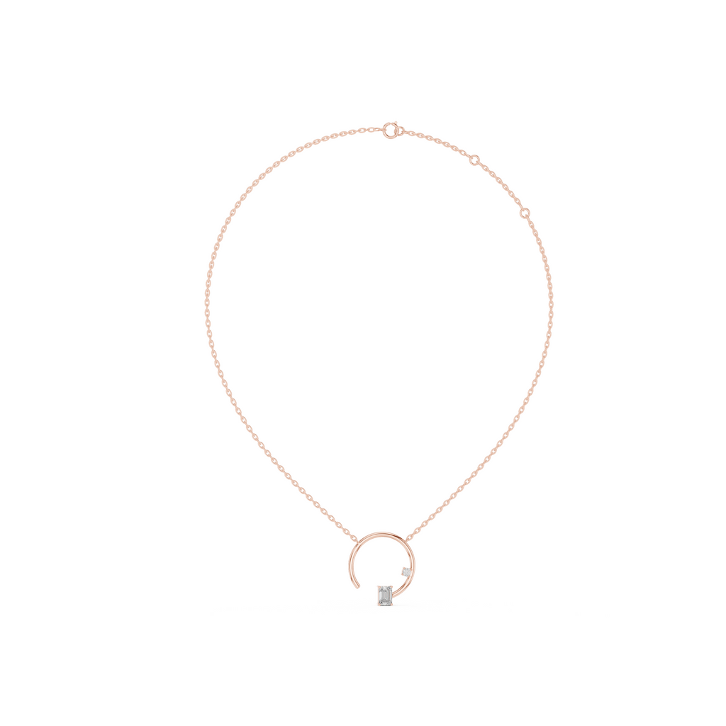 Emerald Open Circle Lab Grown Diamond Pendant