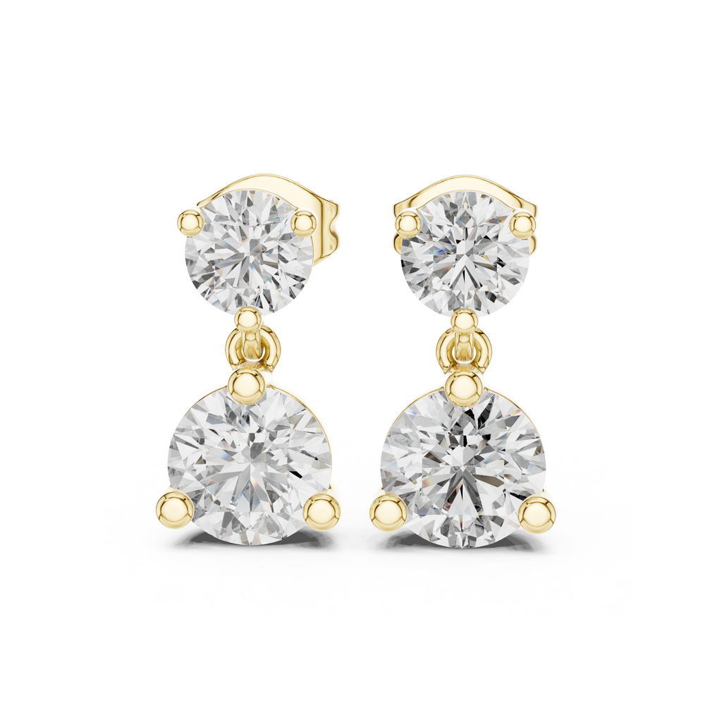 Classic Two-Stone Diamond Drop Earrings