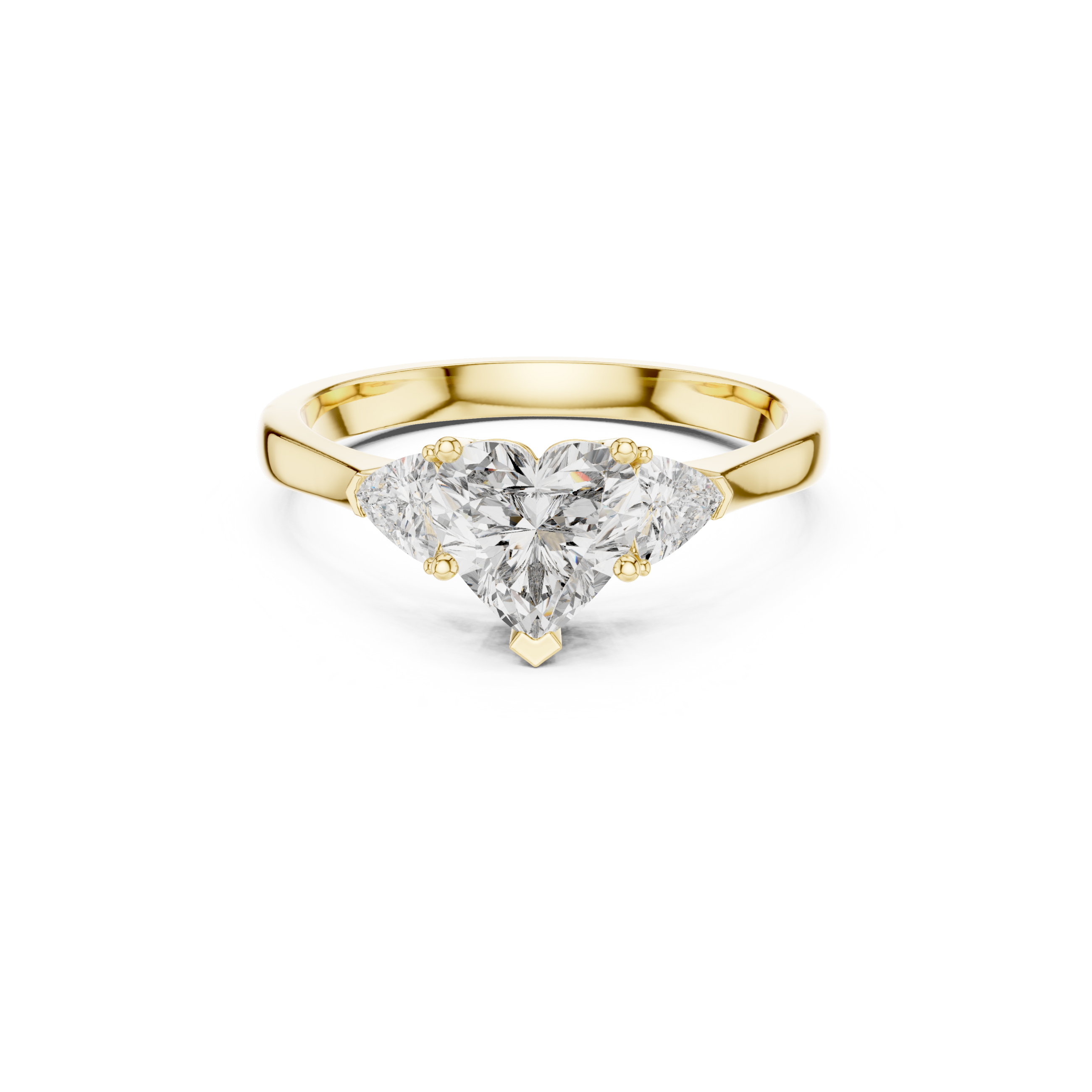 Heart-Cut Three-Stone Diamond Ring