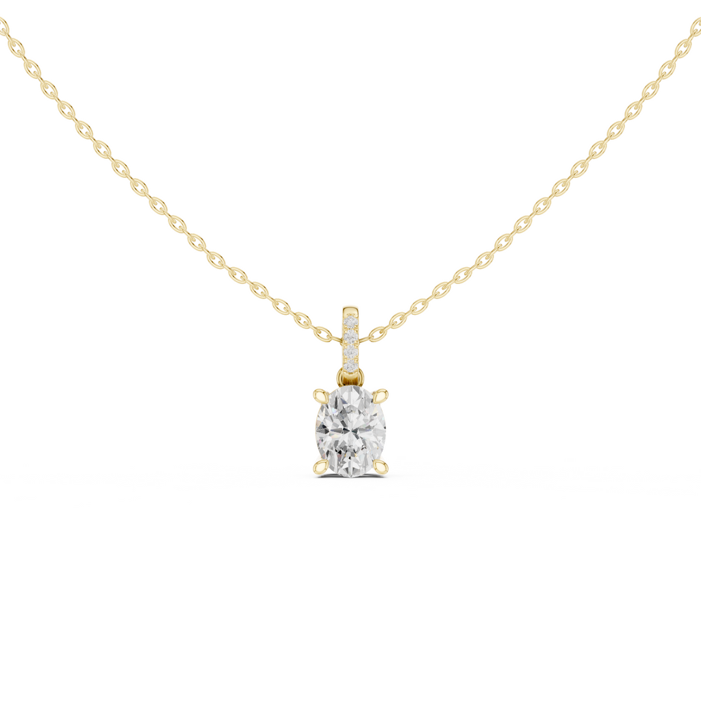 Oval Cut Solitaire Diamond Pendant