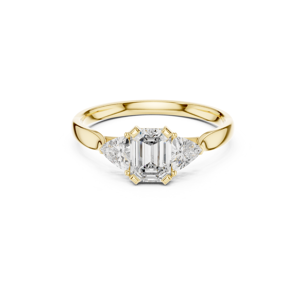 Emerald-Cut Three-Stone Diamond Ring