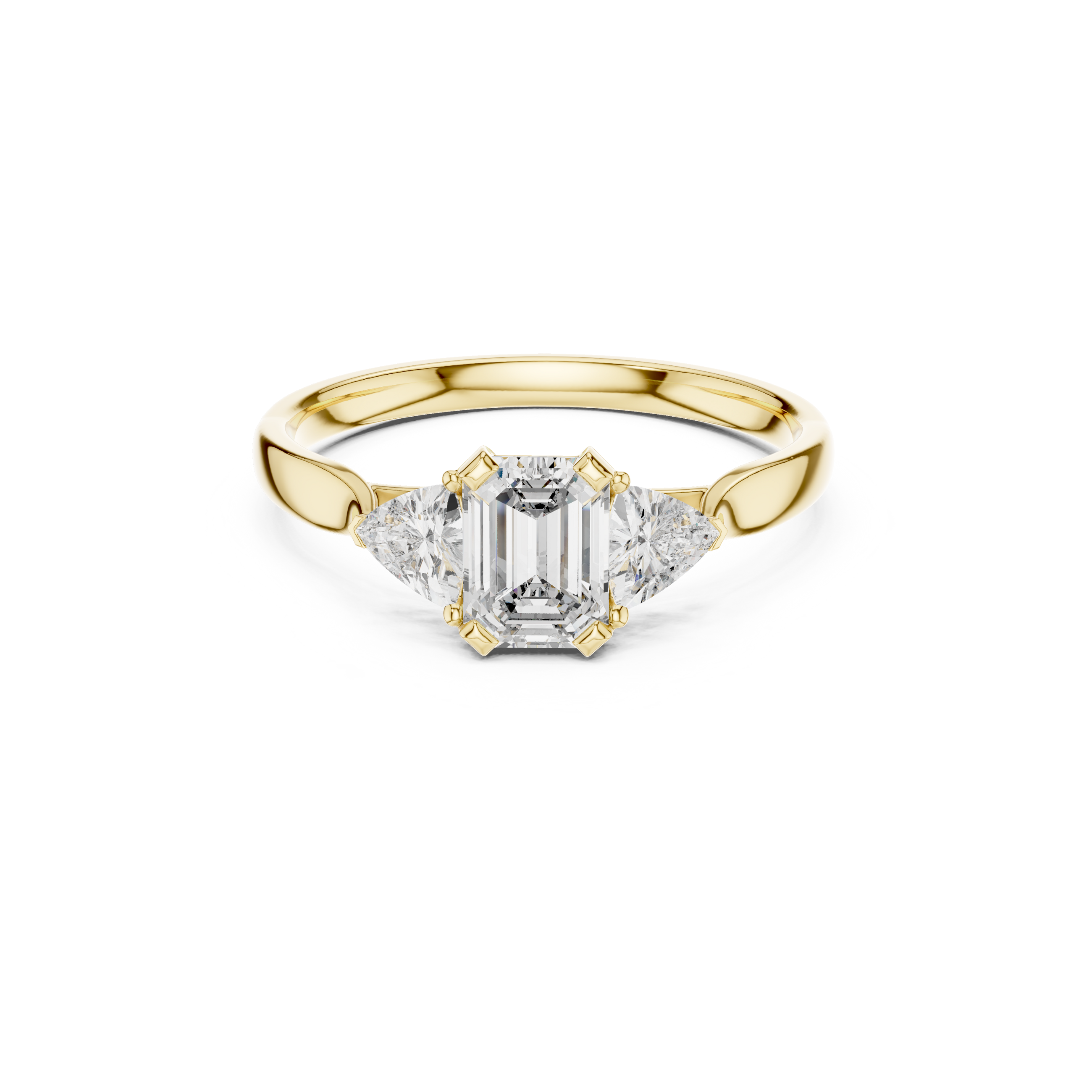 Emerald-Cut Three-Stone Diamond Ring