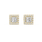 Princess-Cut Diamond Halo Stud Earrings
