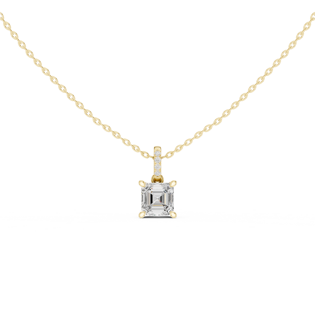 Asscher Cut Solitaire Diamond Pendant