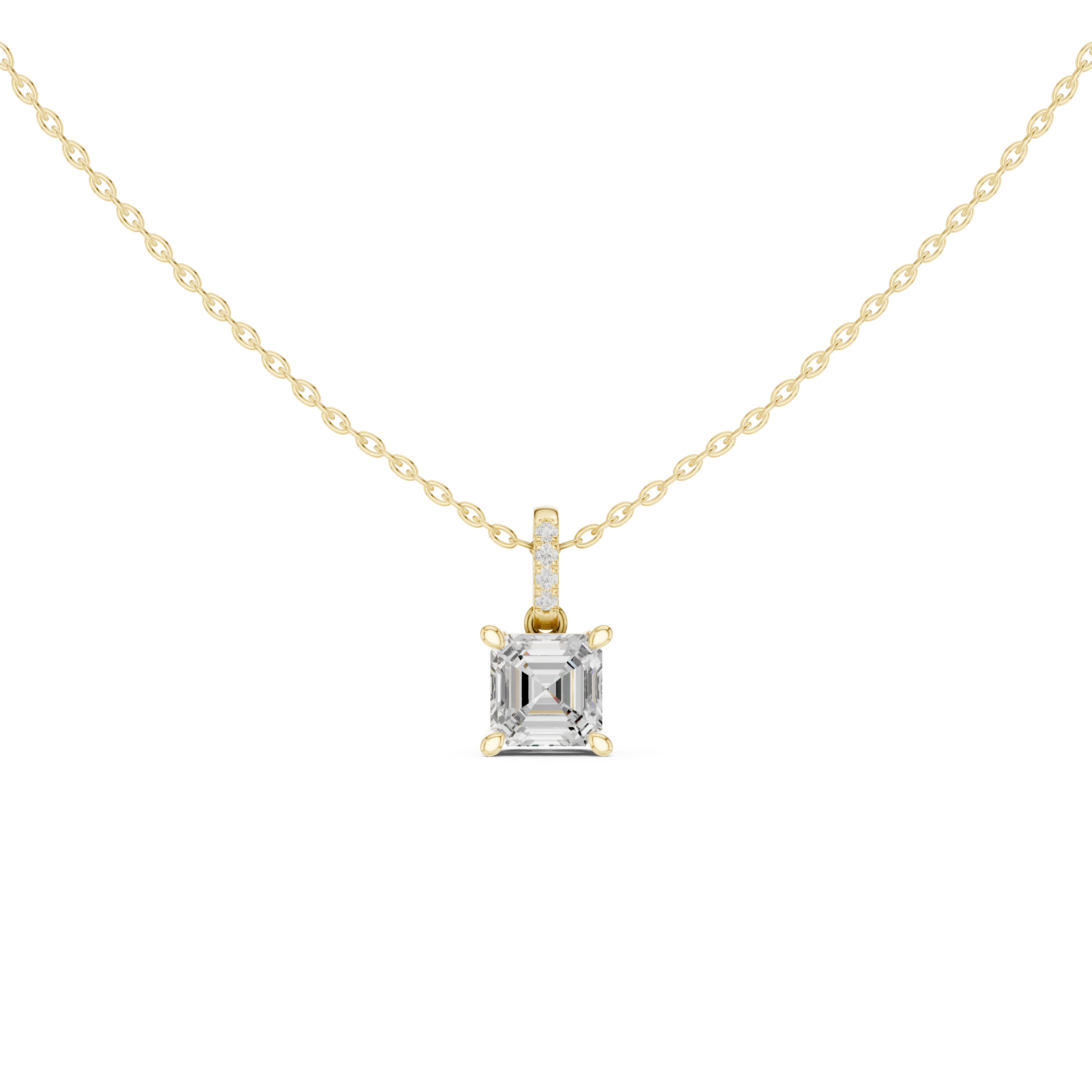 Asscher Cut Solitaire Diamond Pendant