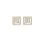 Square Princess-Cut Diamond Halo Stud Earrings