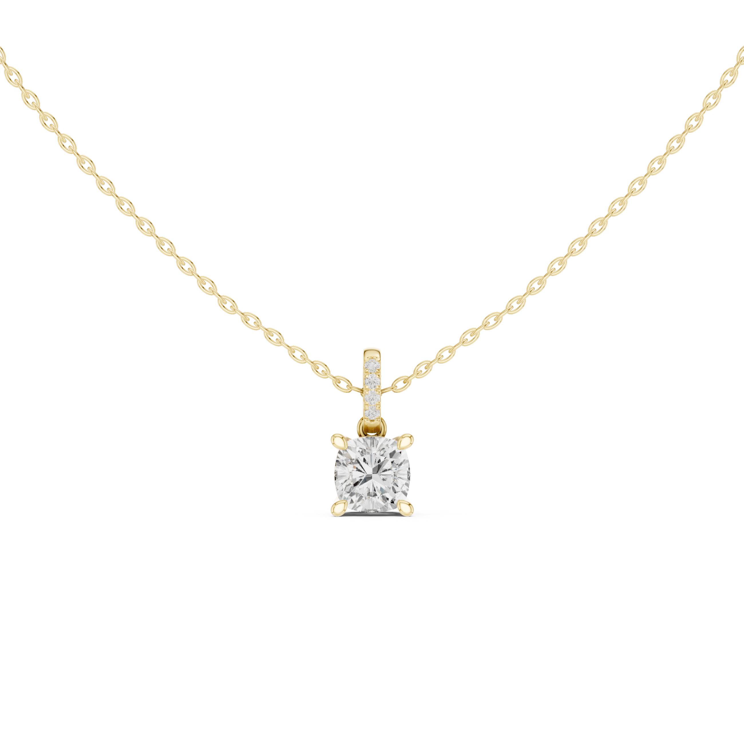 Cushion Cut Solitaire Diamond Pendant