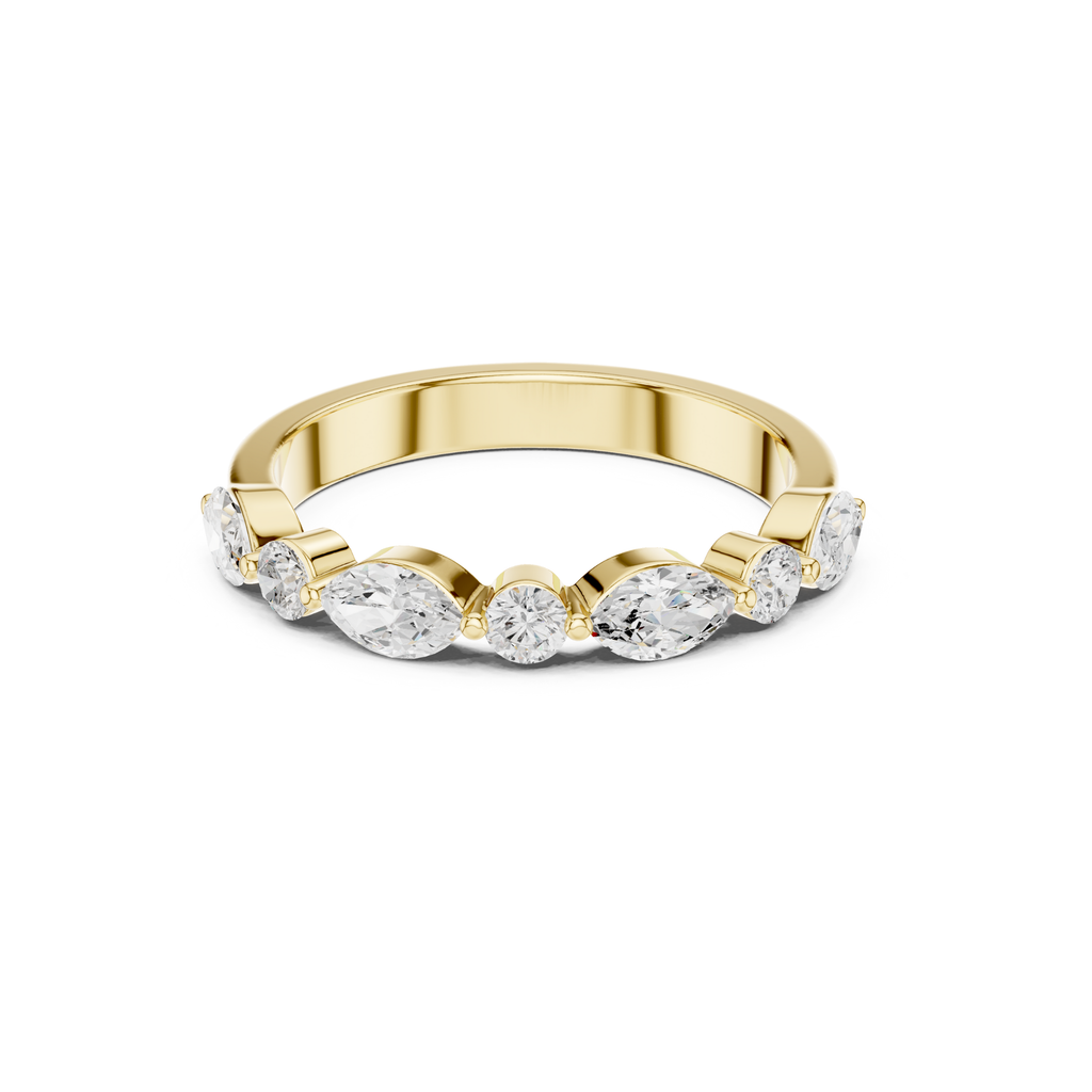 Marquise and Round Lab Grown Diamond Band
