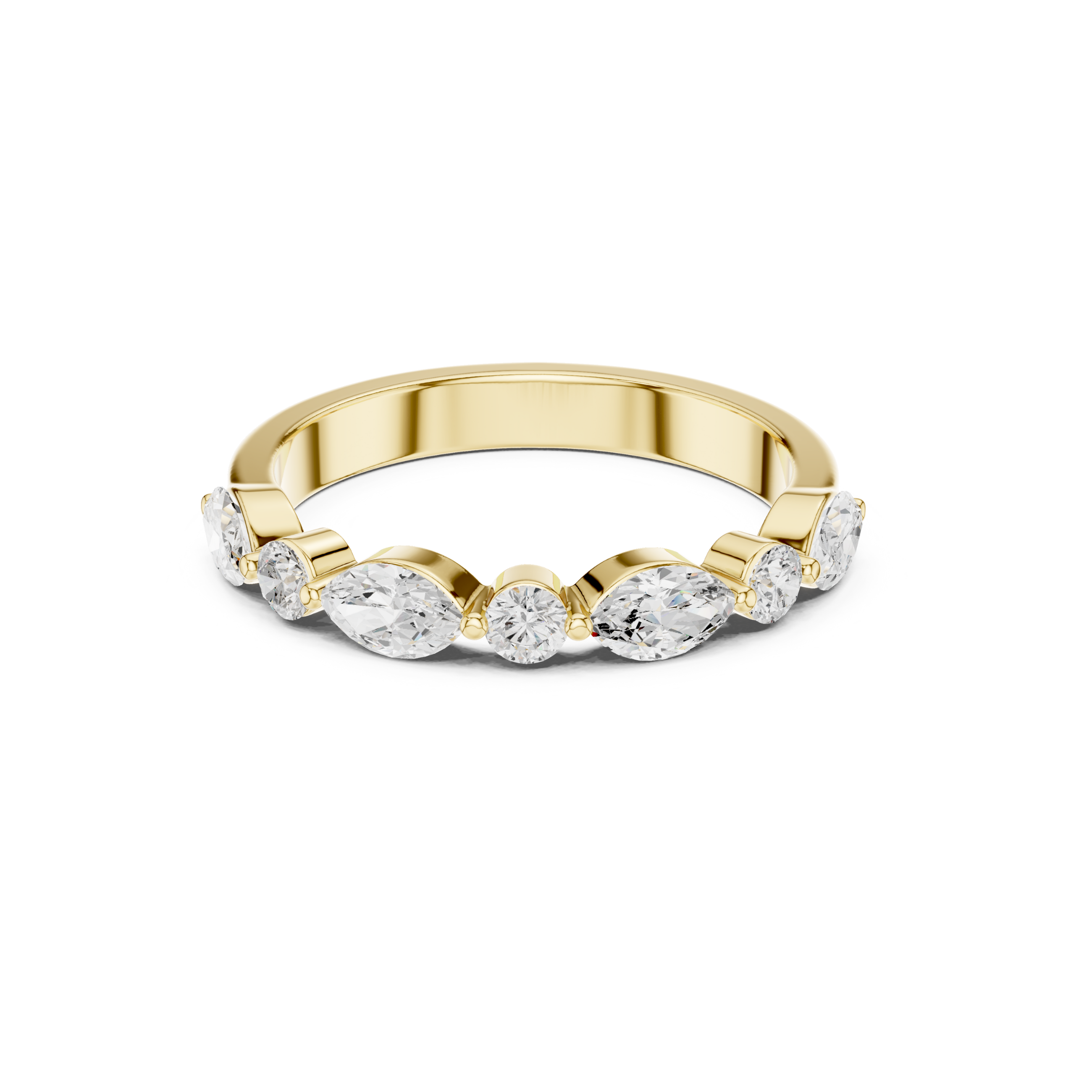 Marquise and Round Lab Grown Diamond Band