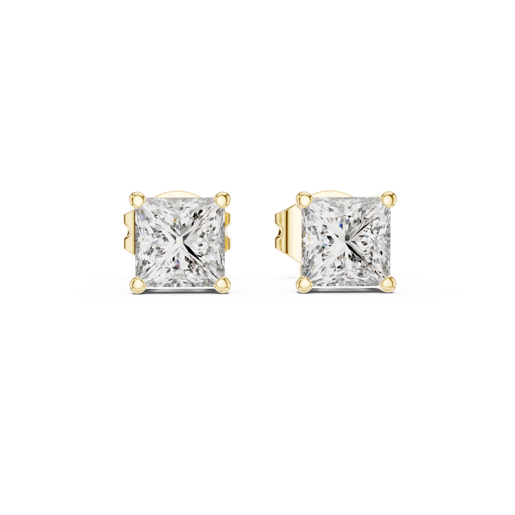 Classic Princess-Cut Diamond Solitaire Stud Earrings
