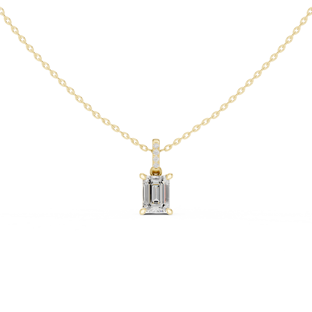 Emerald Cut Solitaire Diamond Pendant