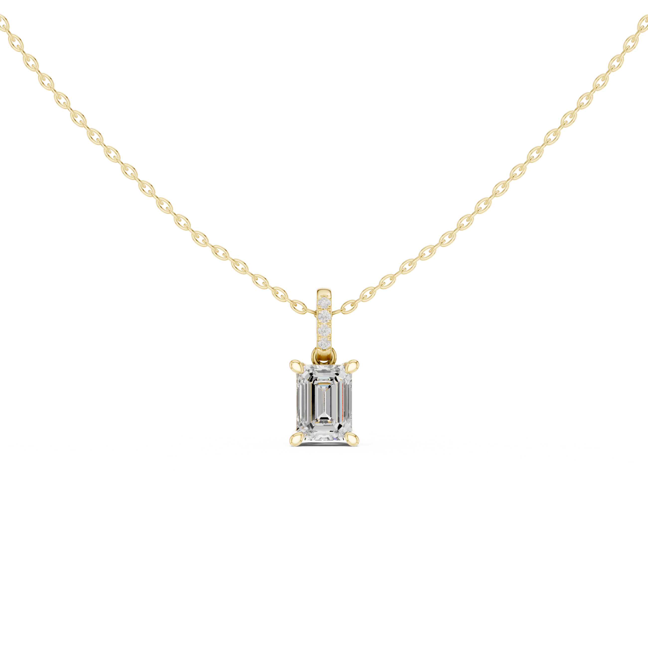 Emerald Cut Solitaire Diamond Pendant