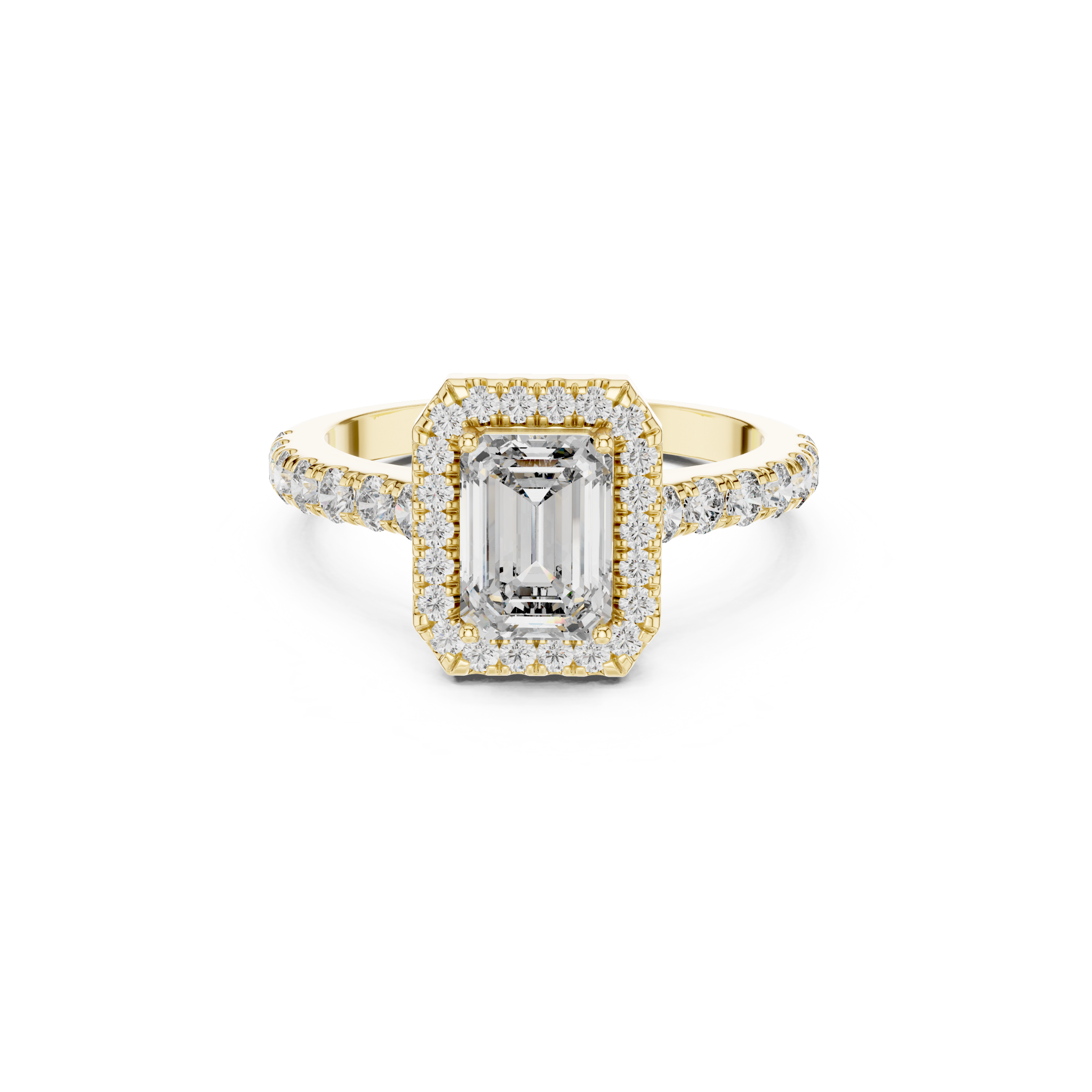 Emerald Cut Lab Grown Diamond Halo Ring