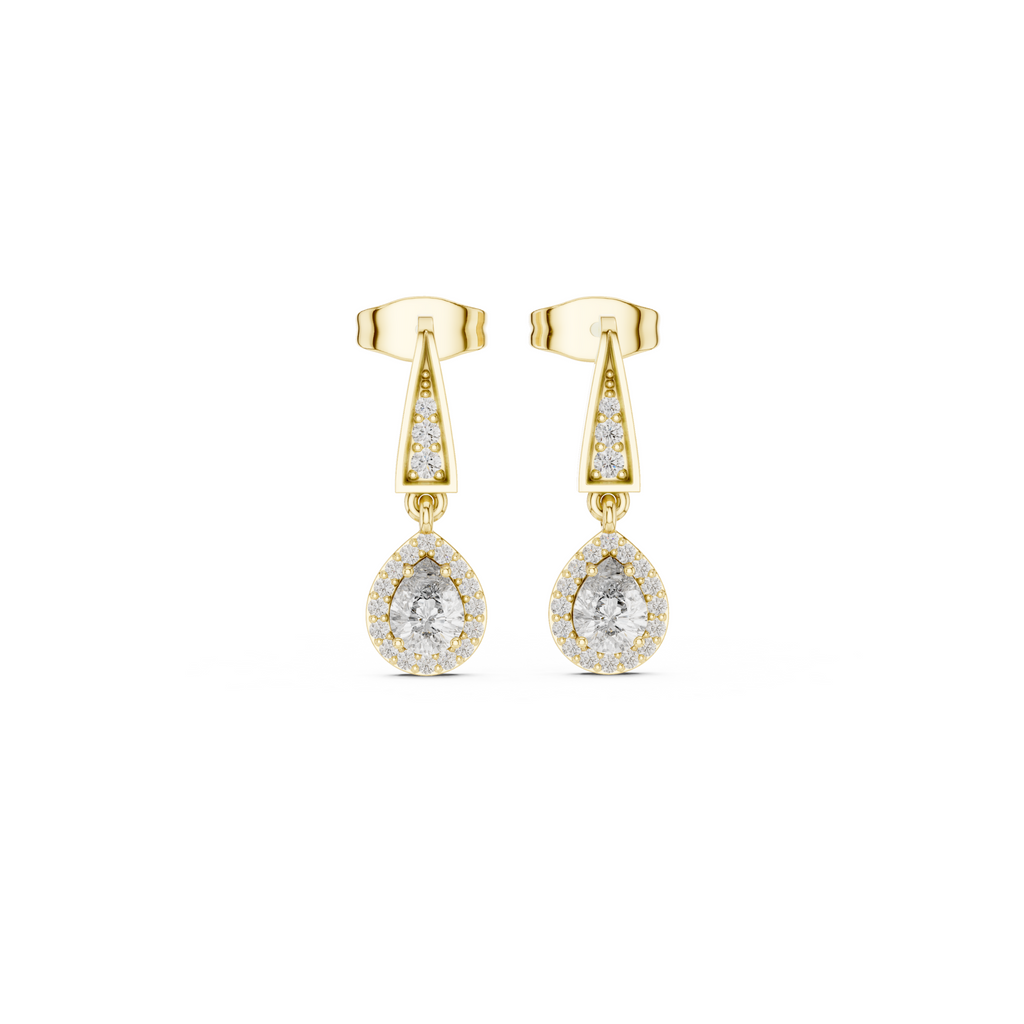 Pear-Shaped Diamond Halo Drop Earring