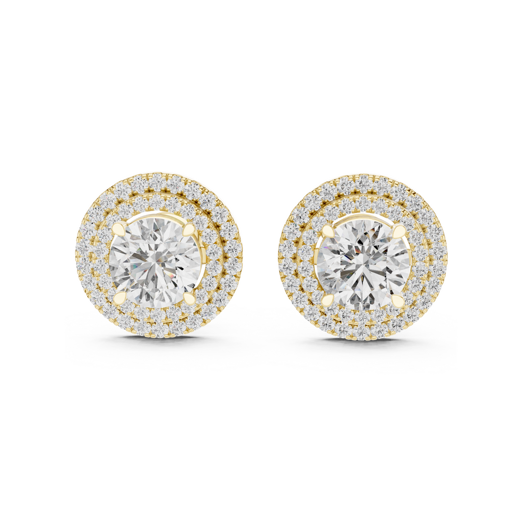 Double Halo Lab Grown Diamond Stud Earrings