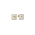 Double Halo Princess Diamond Stud Earrings