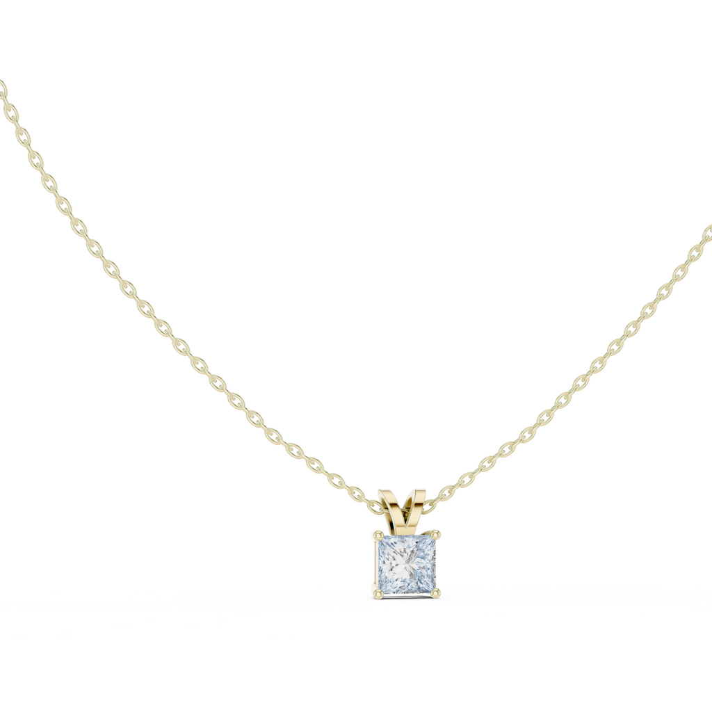 Slick Princess Cut Solitaire Diamond Pendant