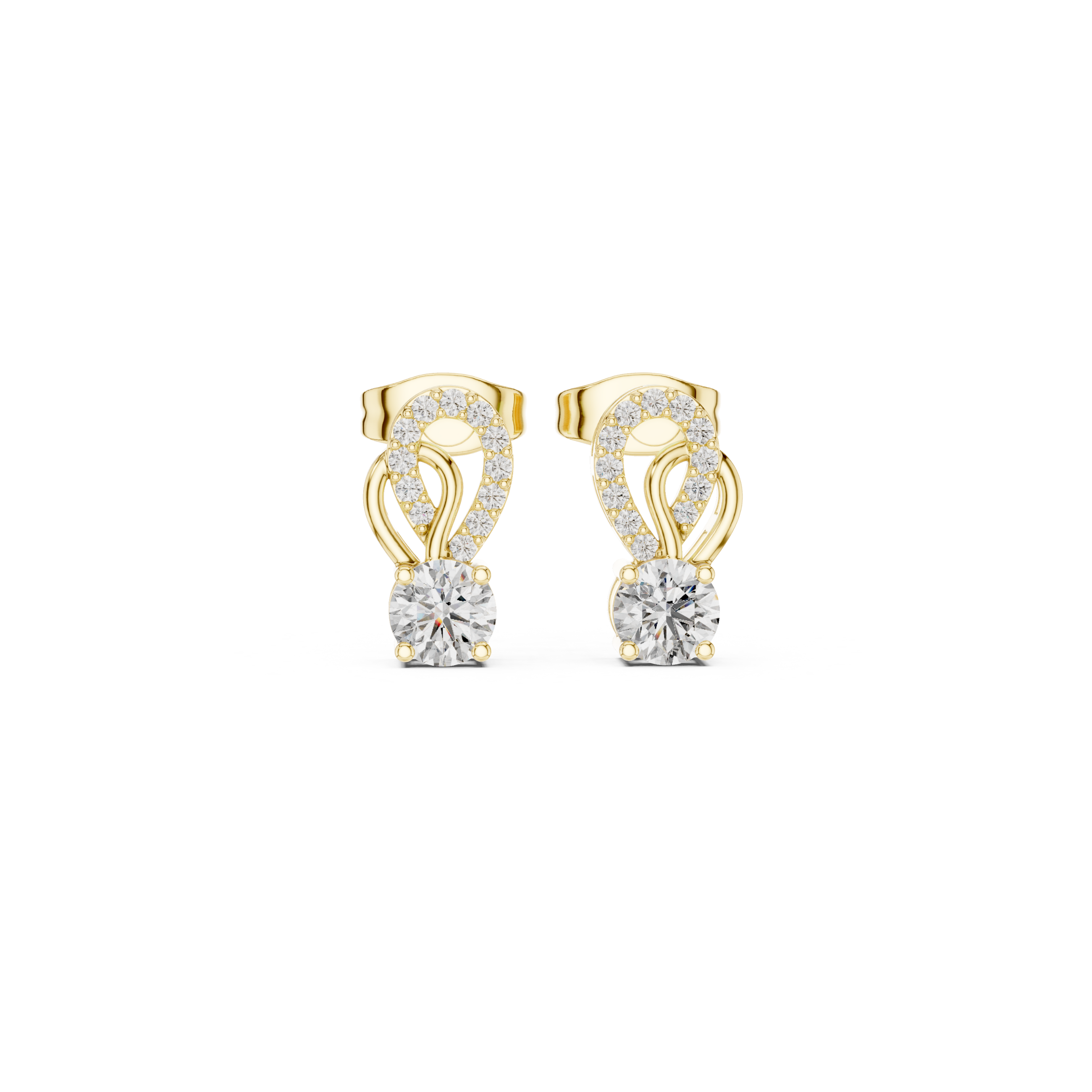 Artistic Loop Round Diamond Stud Earring