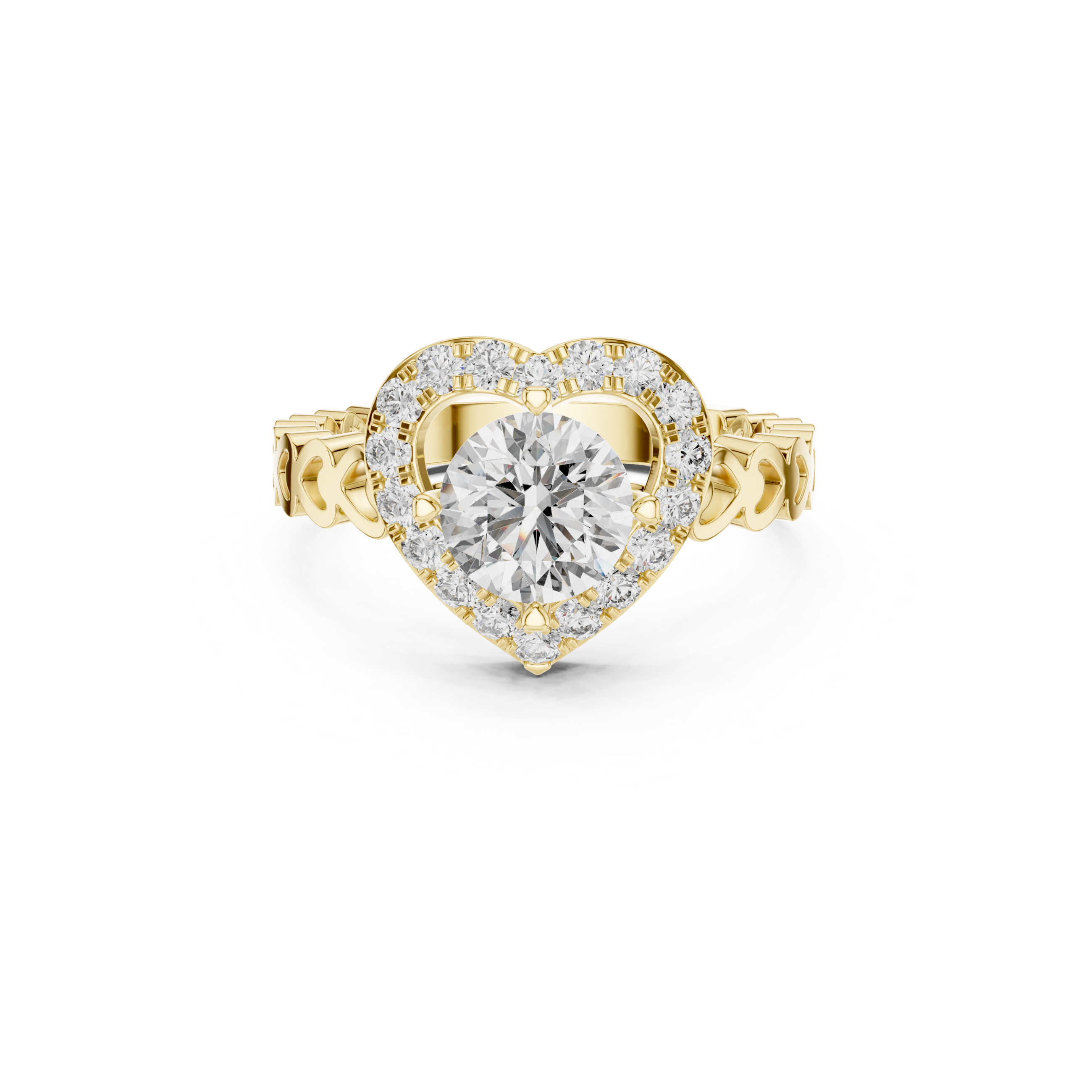 Heart-Shaped Halo Diamond Ring