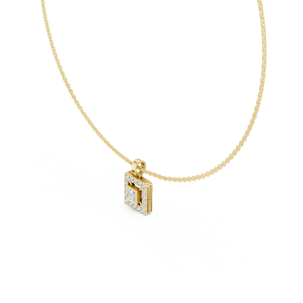 Square Lab Grown Diamond Halo Pendant