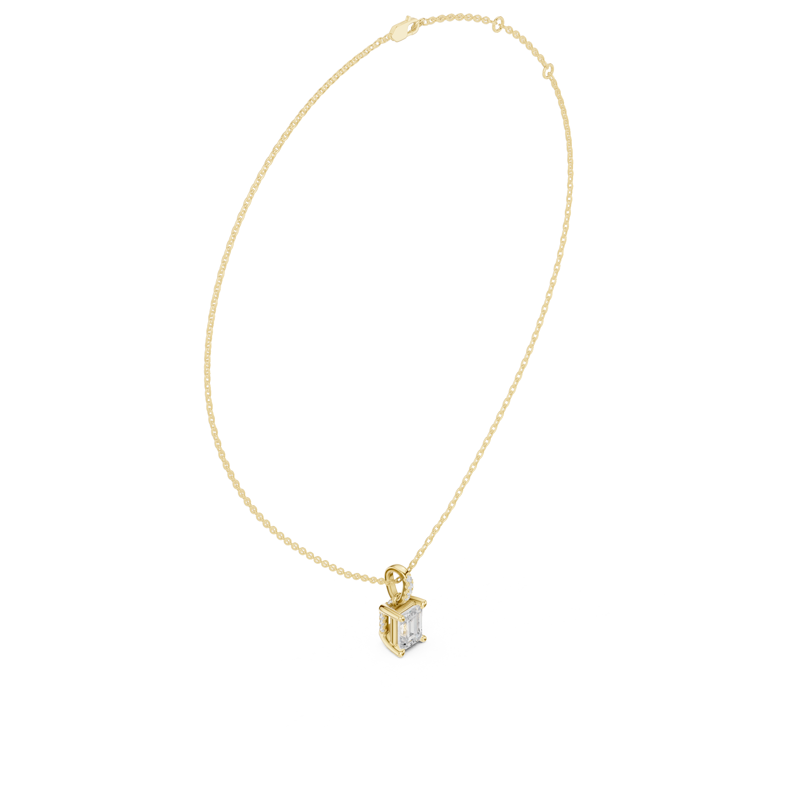 Emerald Cut Solitaire Diamond Pendant