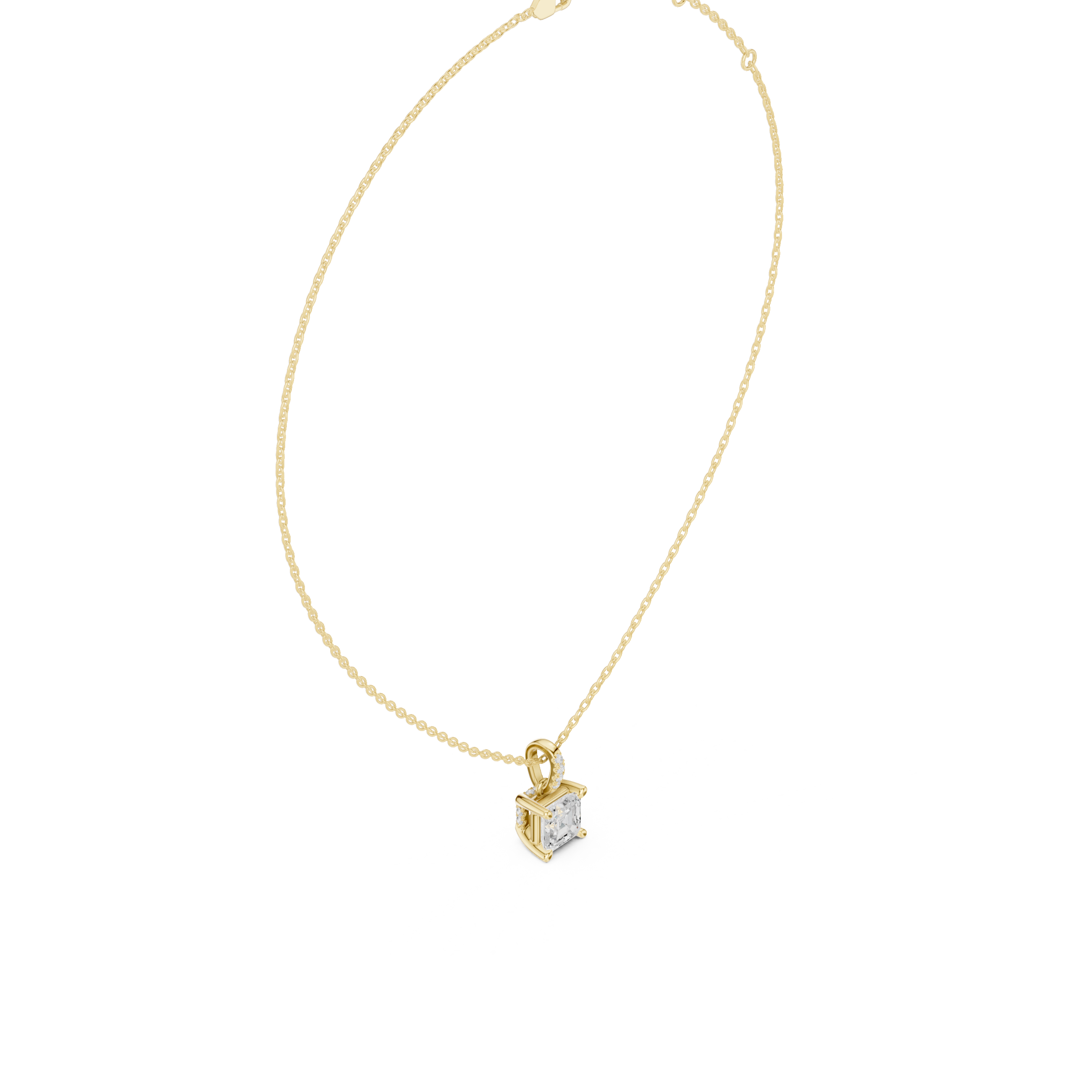 Asscher Cut Solitaire Diamond Pendant