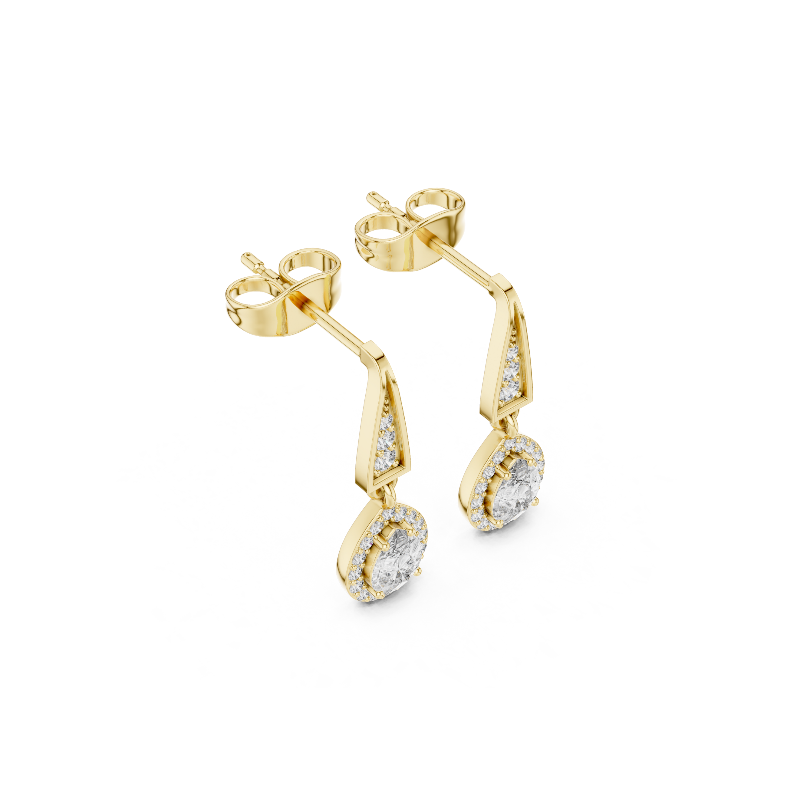 Pear-Shaped Diamond Halo Drop Earring