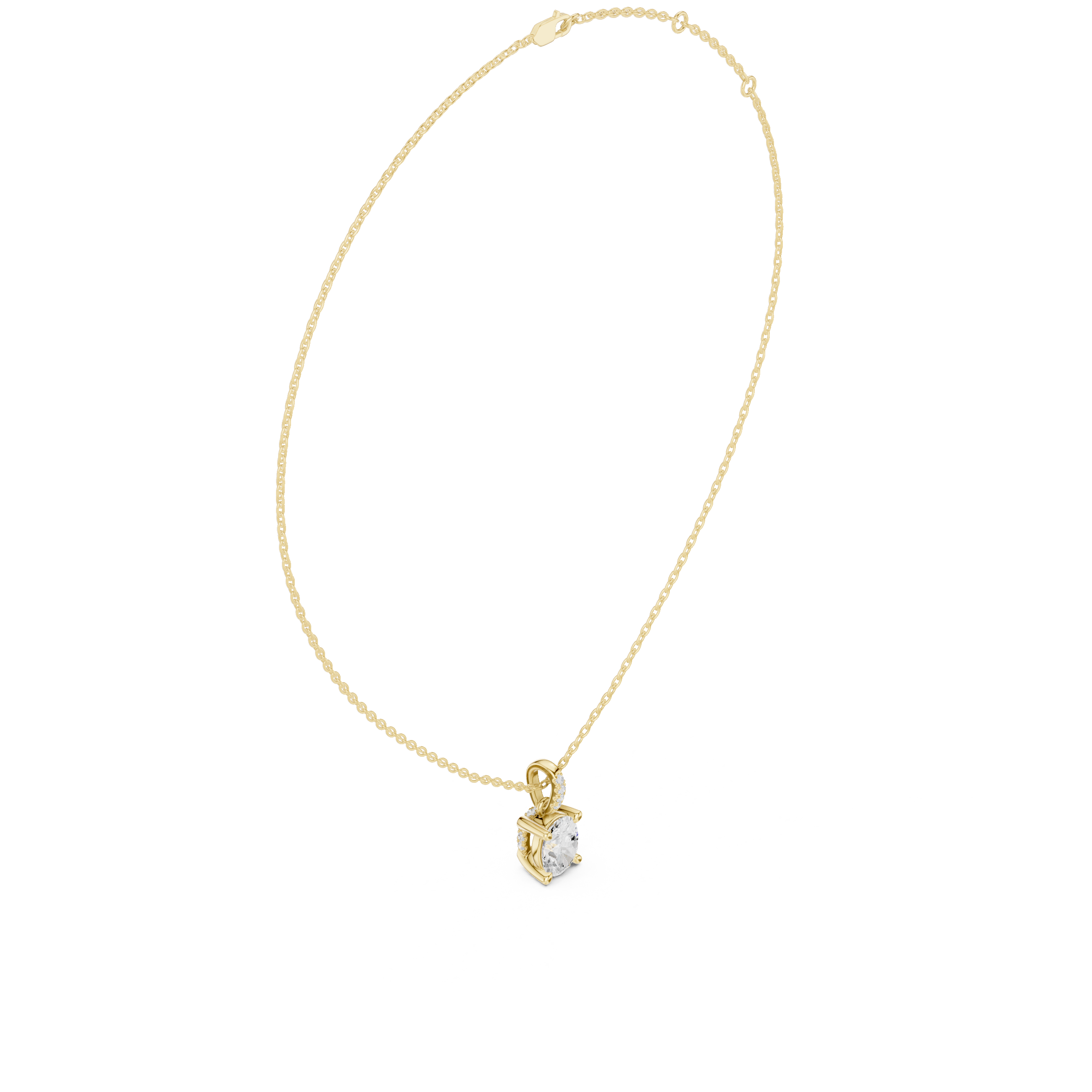 Oval Cut Solitaire Diamond Pendant