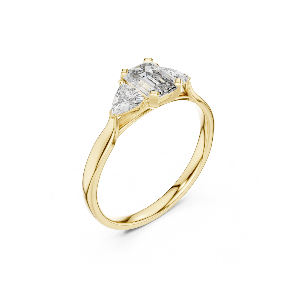 Emerald-Cut Three-Stone Diamond Ring