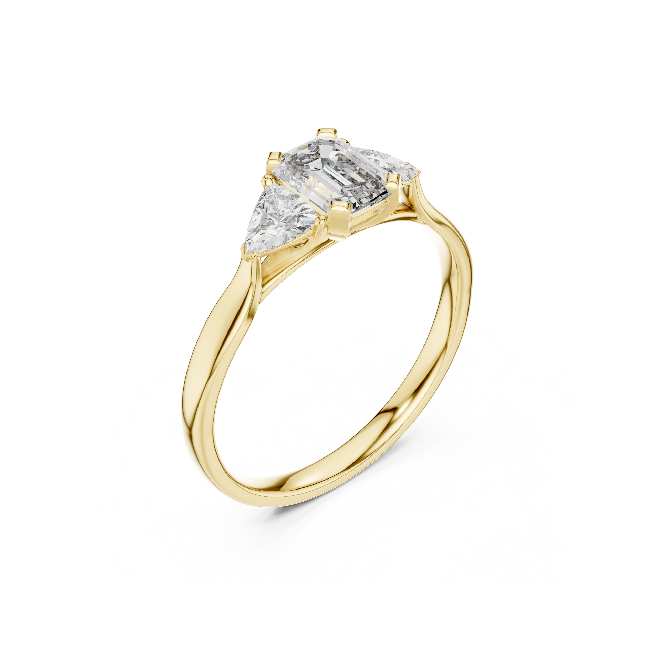 Emerald-Cut Three-Stone Diamond Ring