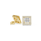 Square Princess-Cut Diamond Halo Stud Earrings