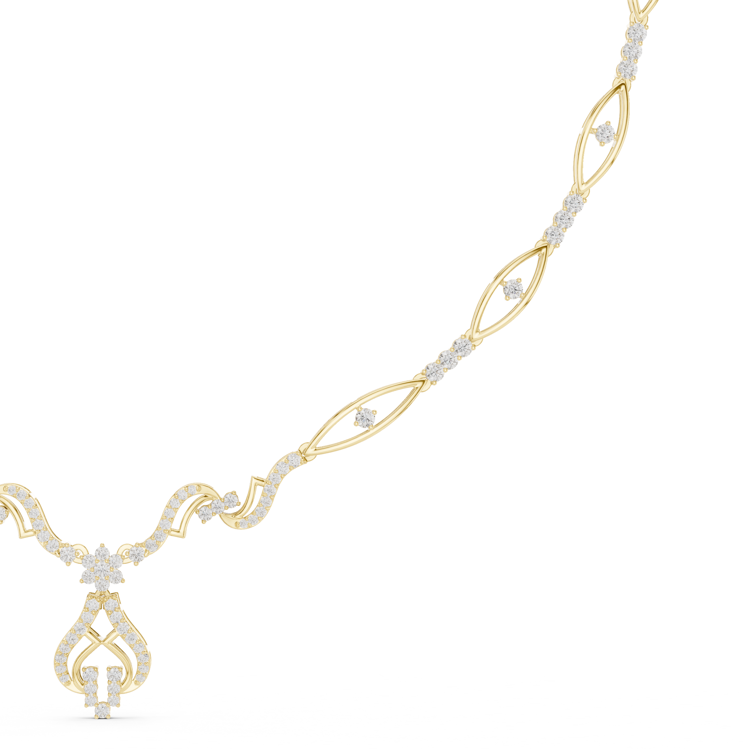 Intricate Vine Design Lab Grown Diamond Necklace